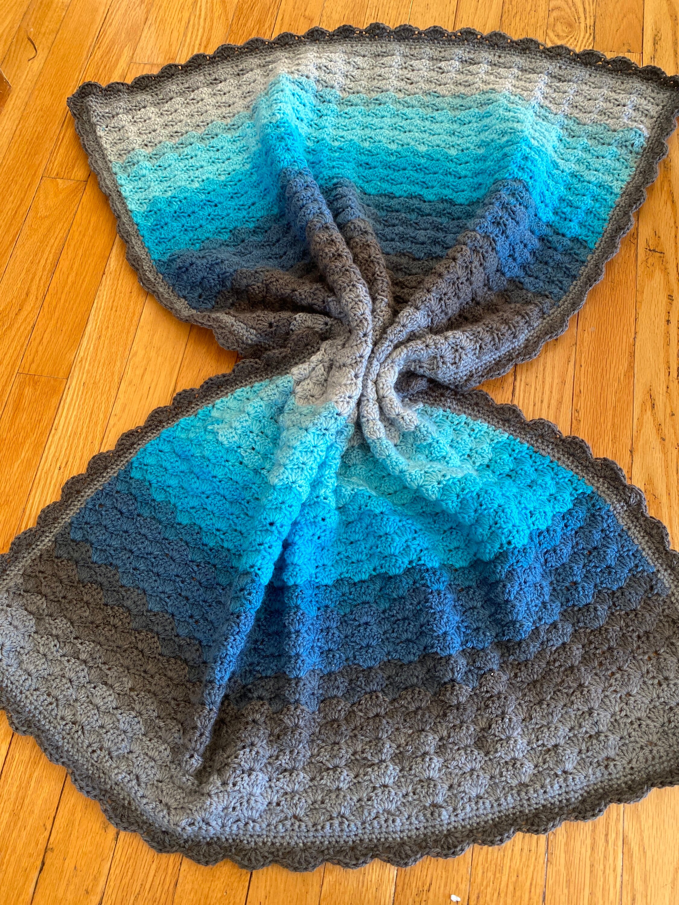 Crochet Baby Blanket Striped Baby Blanket Teal Baby Blanket Etsy