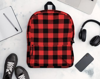 Buffalo Plaid Backpack | Red Plaid backpack | Kids Backpack | Adult Pack | Back to School