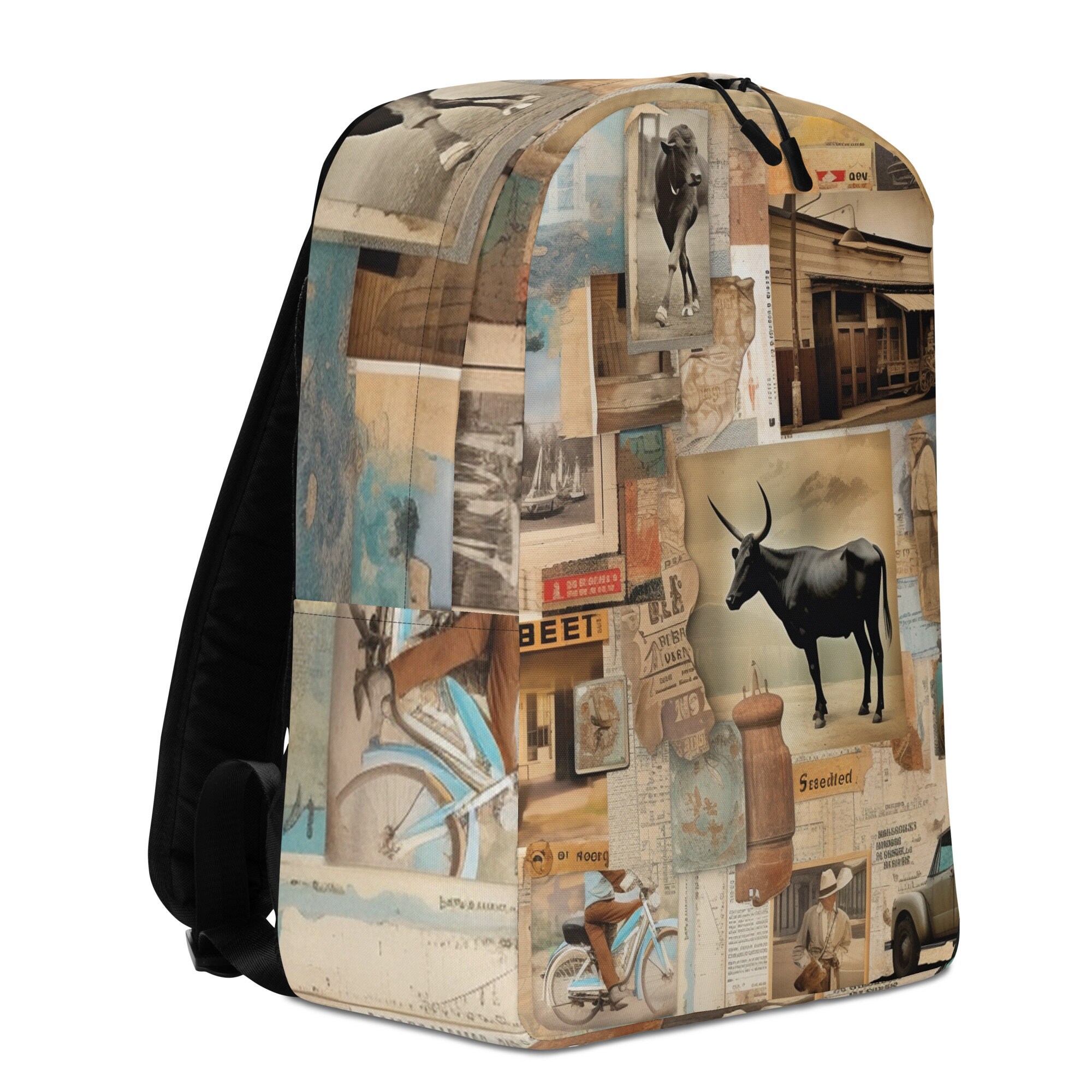 Western Vintage Collage Minimalist Backpack Vintage Picture - Etsy