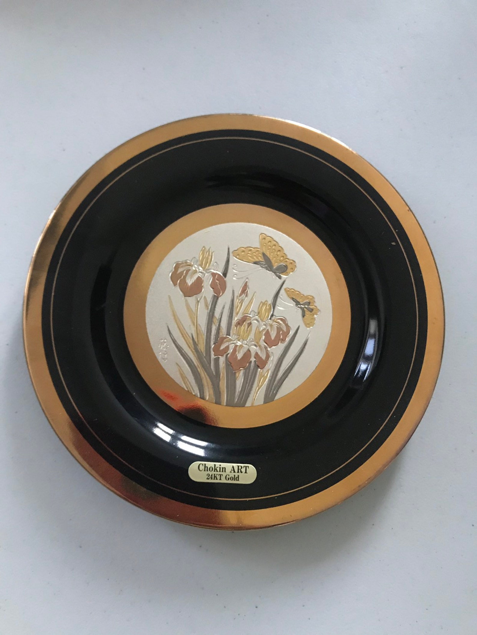 Antique Chokin Art 24kt Gold Plated Vintage Collectible Floral Etsy