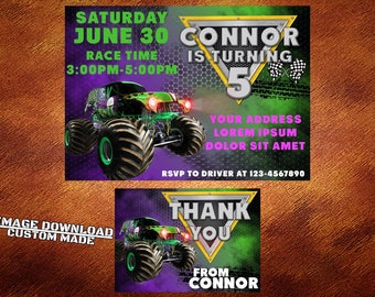monster truck invite etsy