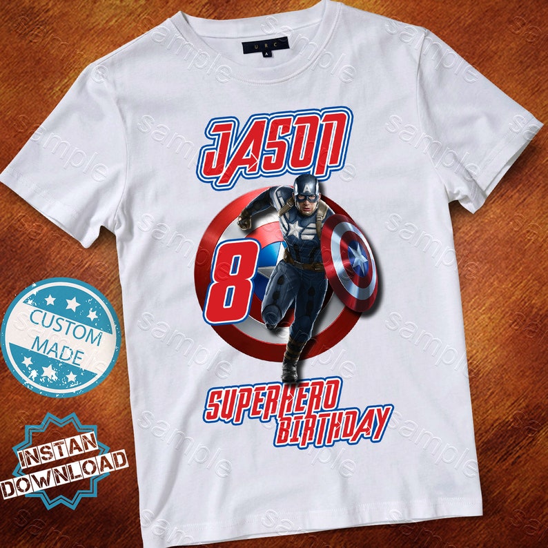 Iron On T-Shirt Transfer Print Superhero Logo Captain America