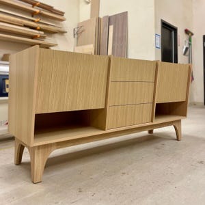 White Oak Double Sink Vanity Mid Century Modern Floating Bathroom Cabinet