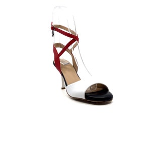Movimiento Juntos Mix Red White Black Leather Handmade Women&#39;s Argentine Tango Shoe - MOVW040