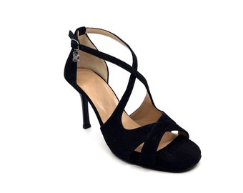 Movimiento Salida Black Suede Handmade Women&#39;s Argentine Tango Shoe - MOVW107