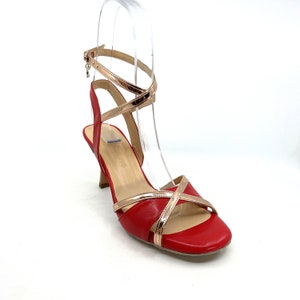Movimiento Parada Rose Gold & Red Leather Handmade Women&#39;s Argentine Tango Shoe - MOVW284