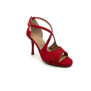 Movimiento Salida Red Suede Handmade Women's Argentine Tango Shoe - MOVW065