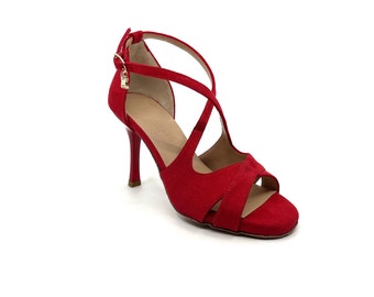 Movimiento Salida Red Suede Handmade Women&#39;s Argentine Tango Shoe - MOVW065