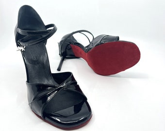 Movimiento Doble Black Shine SE Patent Leather Premium Handmade Women's Argentine Tango Shoe - MOVW342