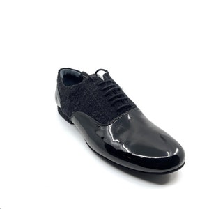 Movimiento Zapateo Black Tweed Handmade Men Designer Argentine Tango Shoe - MOVM053