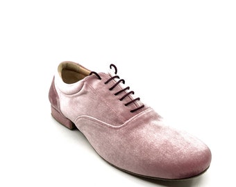 Movimiento Zapateo Pink Velvet Handmade Men Designer Argentine Tango Shoe - MOVM052