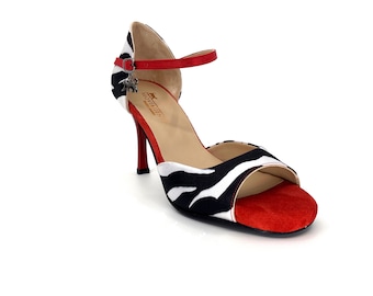Movimiento Zebra Satin Handmade Women's Argentine Tango Shoe - MOVW032