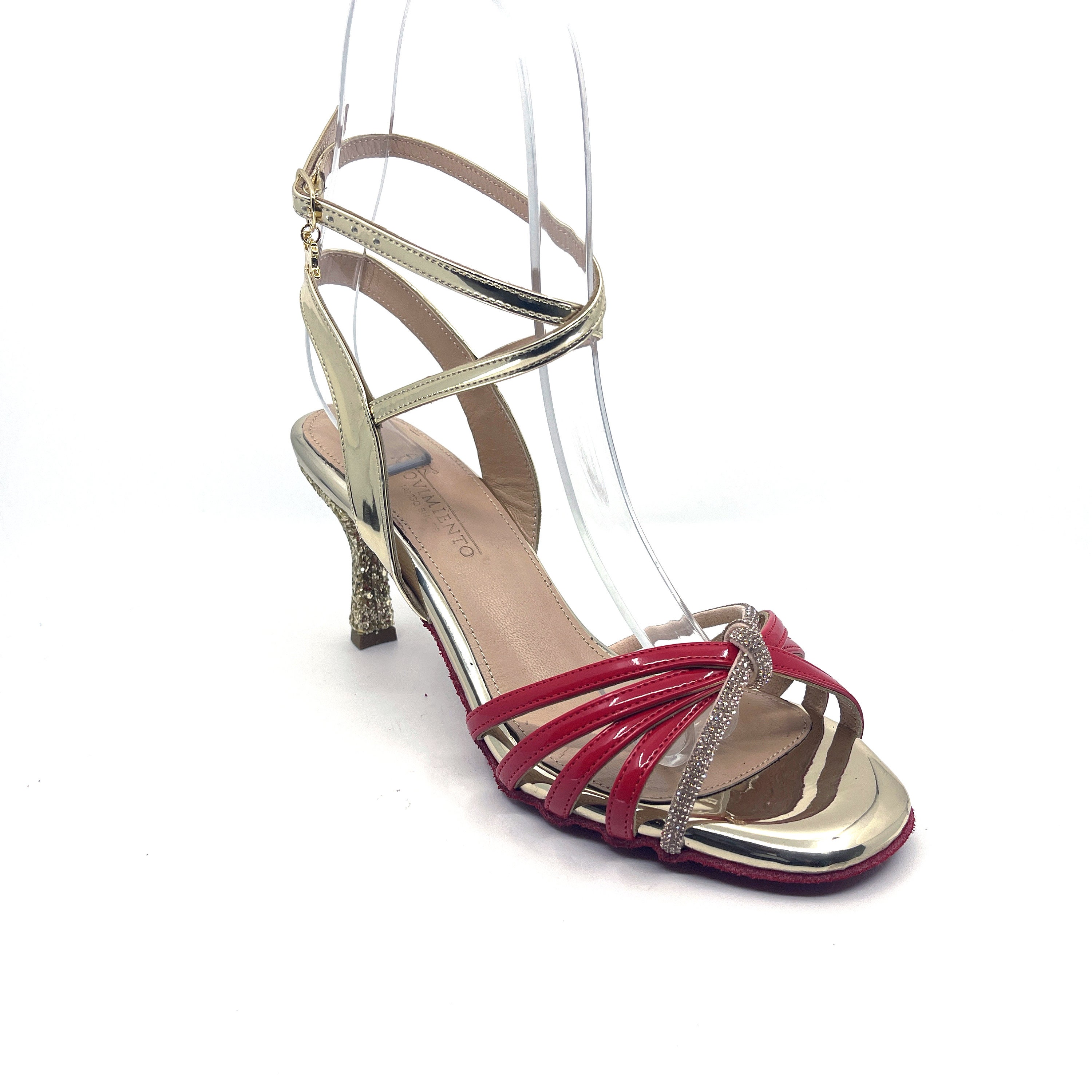 Movimiento Quinteto グラマーミックス パテントレザー ストーン装飾