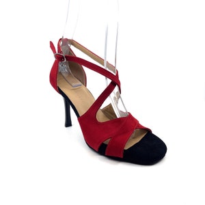 Movimiento Salida Red & Black Suede Handmade Women&#39;s Argentine Tango Shoe - MOVW127