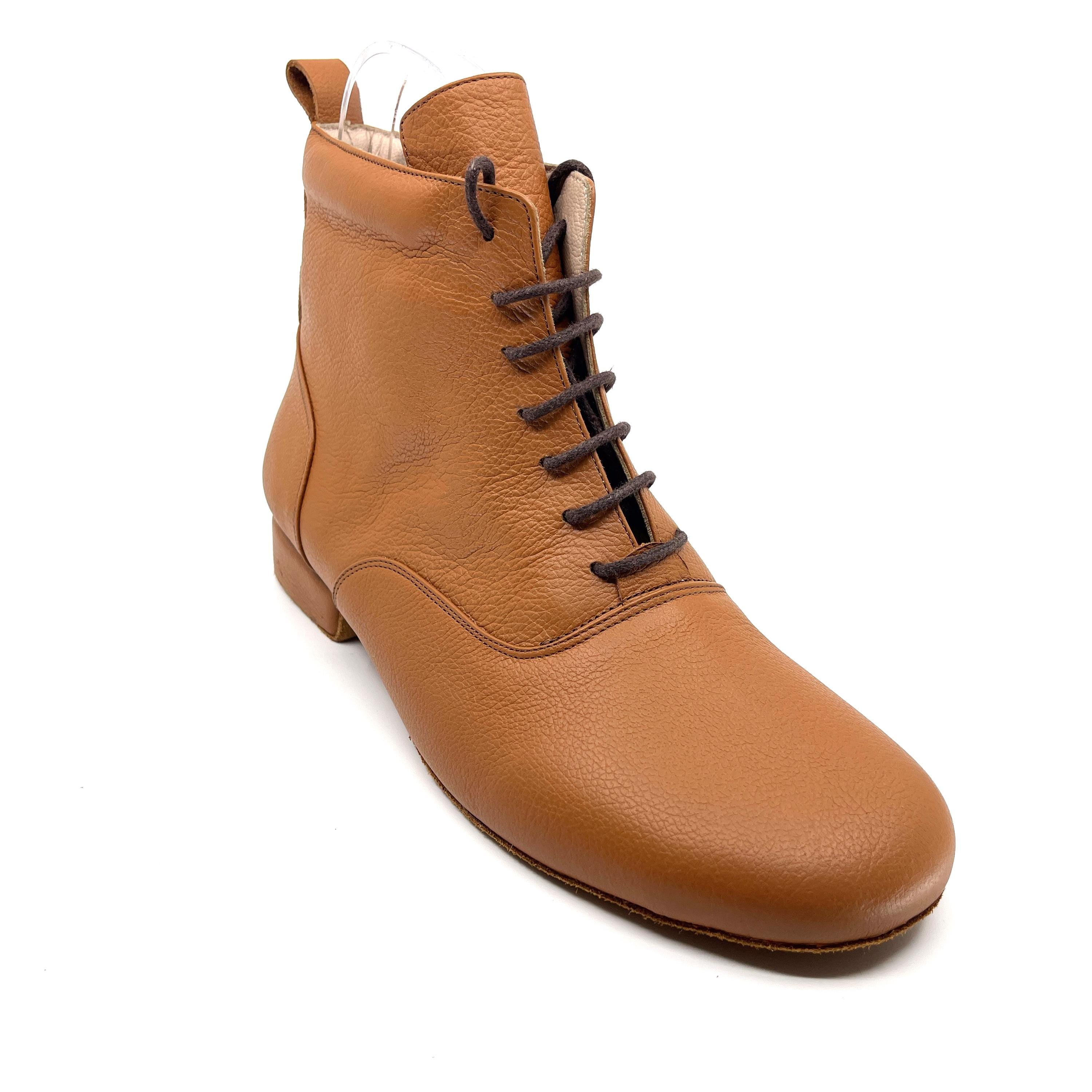 Movimiento El Gato Brown Leather Handmade Men Argentine Tango Shoe Dance Boots - MOVM074