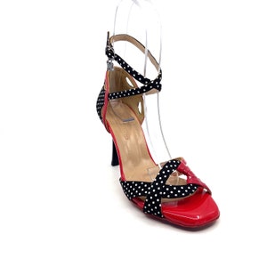 Movimiento Enganche Red Polka Dots Red Patent Leather Handmade Women&#39;s Argentine Tango Shoe - MOVW209