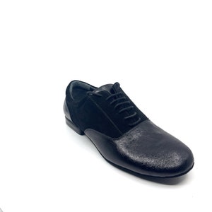 Movimiento Zapateo Black Mix Leather and Suede Handmade Men Classic Argentine Tango Shoe - MOVM062