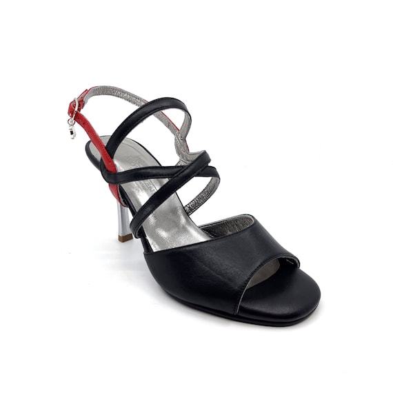 Movimiento Serpiente ブラック＆レッドレザーハンドメイドレディース