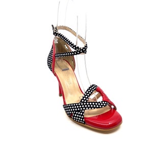 Movimiento Enganche Red Polka Dots with Red Heels Handmade Women&#39;s Argentine Tango Shoe - MOVW271