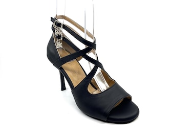 Movimiento Pro Comfort Fuerza Black Leather Double Strap Ultra Secure Dancing Handmade Women's Argentine Tango Shoe - MOVW528