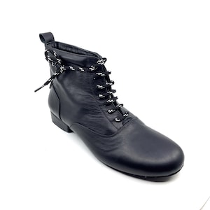 Movimiento El Gato Black Leather Smooth Handmade Men Argentine Tango Shoe Dance Boots - MOVM083