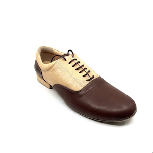 Movimiento Zapateo Brown & Beige Leather Handmade Men Designer Argentine Tango Shoe - MOVM059