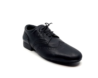 Movimiento Compadre Black Punch Hole Decorated Leather Handmade Men Argentine Tango Shoe - MOVM009