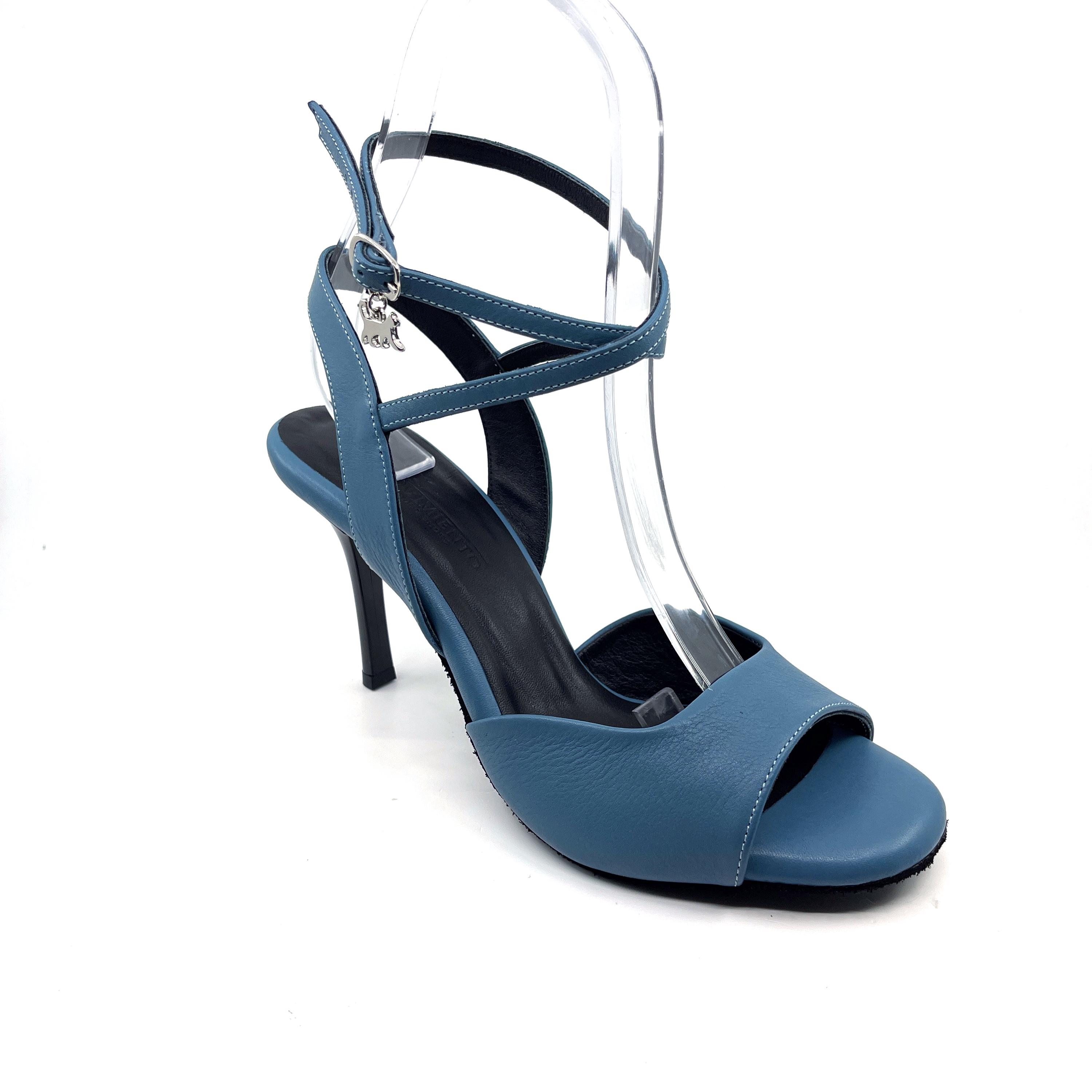 アルゼンチンタンゴシューズ Movimiento Maestra ティールレザー ブラックエディション