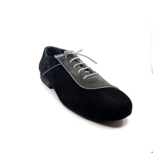 Movimiento Linea Black & Grey Black and Anthracite Suede Handmade Men Classic Argentine Tango Shoe - MOVM037