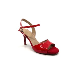 Movimiento Cadena Red Patent Leather Handmade Women&#39;s Argentine Tango Shoe - MOVW045