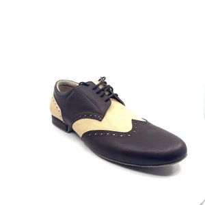 Movimiento Compadre Brown & Beige Leather Handmade Men Classic Argentine Tango Shoe - MOVM068
