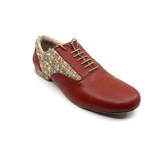 Movimiento Zapateo Brown Tweed Leather Handmade Men Designer Argentine Tango Shoe - MOVM056