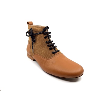 Movimiento El Gato Brown Mix Leather Handmade Men Dance Boots - MOVM078