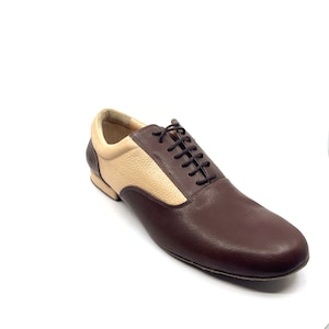 Movimiento Zapateo Brown & Beige Leather V2 Handmade Men Designer Argentine Tango Shoe - MOVM060