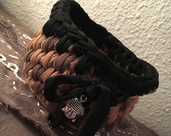 Basket storage crochet "Buddha" Zpagetti yarn (trapilho)