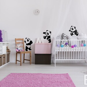 Panda wall decals Set of 5 Panda Stickers Panda mural vinyl sticker Nursery wall decal Cute animal decal wall art nursery B&G image 2