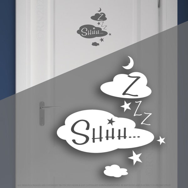 Shhh clouds Zzz - Baby sleeping wall vinyl decal - Baby dreaming with moon and stars - nursery decor - Nap time decor - baby shower gift