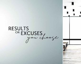 Results or Excuses Vinyl Wall Decal: Motivational Gym Decor