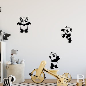 Panda Wall Decals Set of 5 Panda Stickers Panda Mural Vinyl Sticker ...