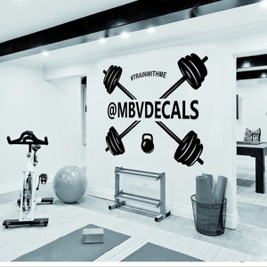 Custom Gym Decal, Your Hashtag, Your Instagram, Tiktok Name - Perfect Sign for any fitness coach - Home gym wall art gift for her | him