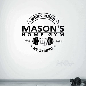 Custom gym logo for home gym and fitness center | Vinyl Wall Decal Large Sticker PERSONALIZED Name, Text, Established year