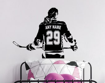 Hockey female player decal  - Custom Name Girl Ice Hockey Wall Art - bedroom vinyl sticker Wall decor - Personalized Name / Jersey Numbers