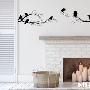 birds on branch Wall Decor - tree branches birds Wall Art - Bird on winter branch Wall Decal - Vinyl sticker living nursery nature decor