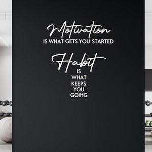 MOTIVATION vs HABIT - Gym Wall Decal - Home Gym Decor Ideas - Training room - Fitness Room - Cycling Room - Training Planner - Workout