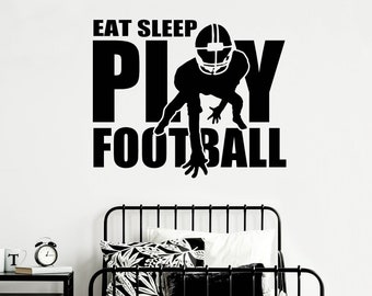 American Football Wall Decal | Eat Sleep Play football | kids Boy teenager bedroom Decor | Sports Wall Art Vinyl Sticker | Removable decals