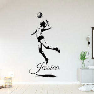 Volleyball Wall Decal: Custom Name Girl Silhouette, Personalized Vinyl Sticker