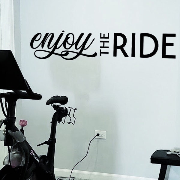 ENJOY THE RIDE Home Gym Decal, Cycling studio decor ideas, Fitness center design, stationany bike, Motivational vinyl sticker Inspirational