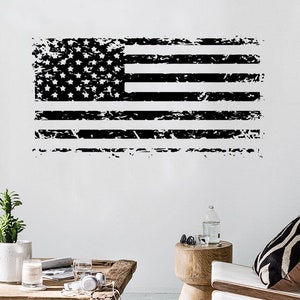 Retro American Flag Wall Decal: Grunge USA Decor