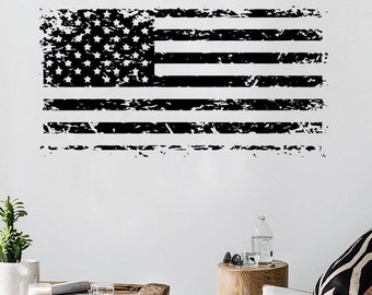 Retro American Flag Wall Decal: Grunge USA Decor