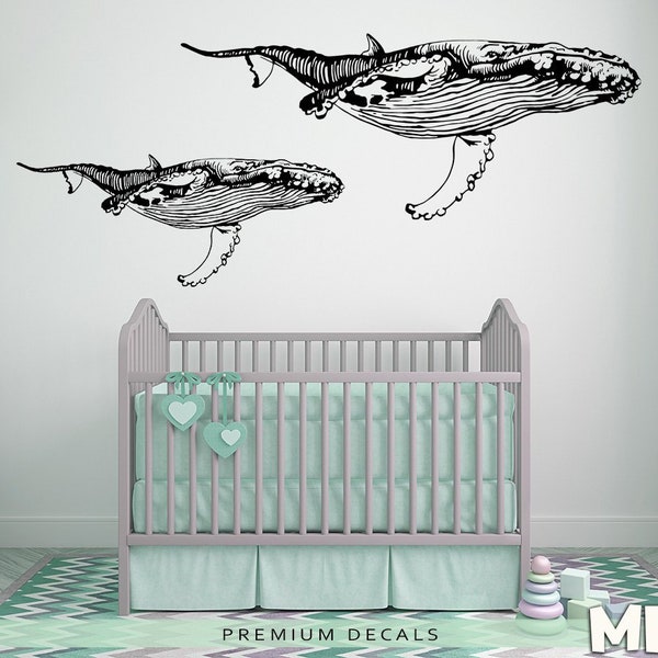 Humpback Whale Wall Decal: Removable Vinyl Nursery Decor